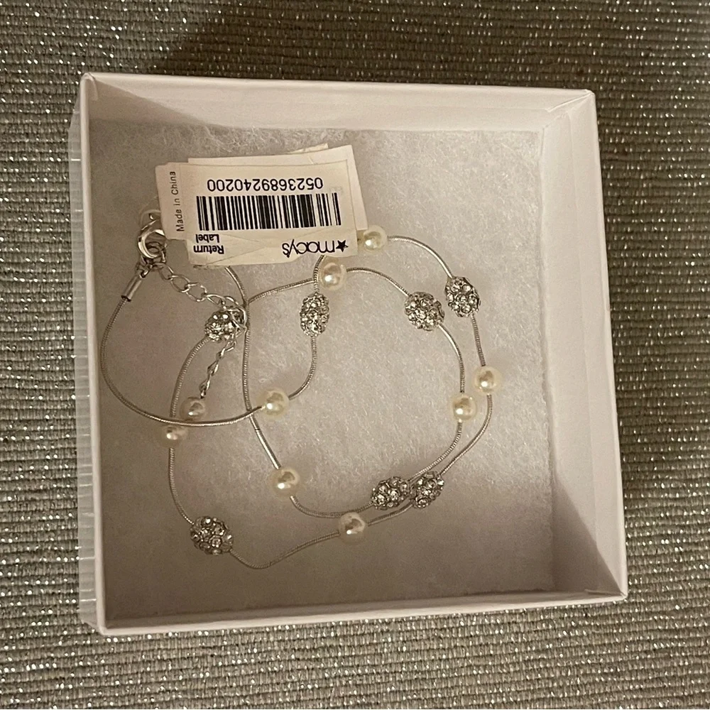 Classics silver-tone white pearl fireball ajustable necklace - Picture 2 of 8